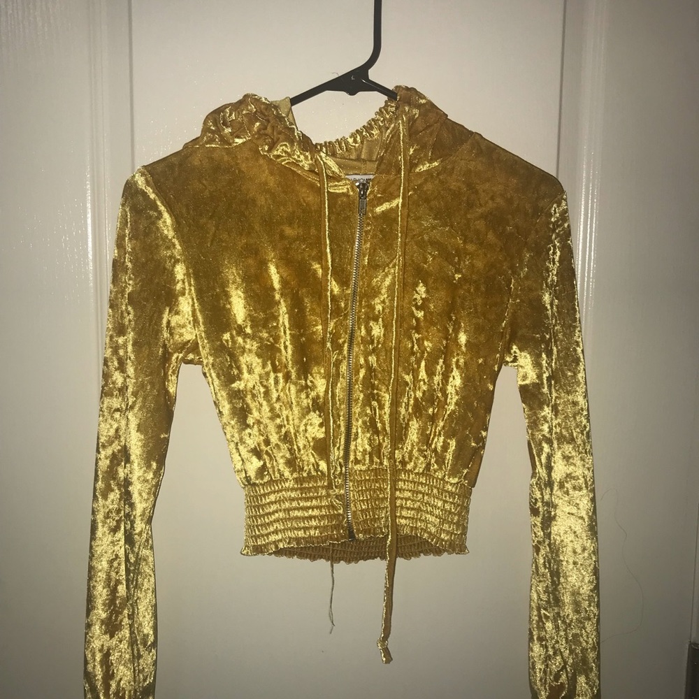 Fashion Nova Yellow Velvet Tracksuit Set